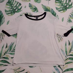 American Dream White Tee w Black Trim (S)